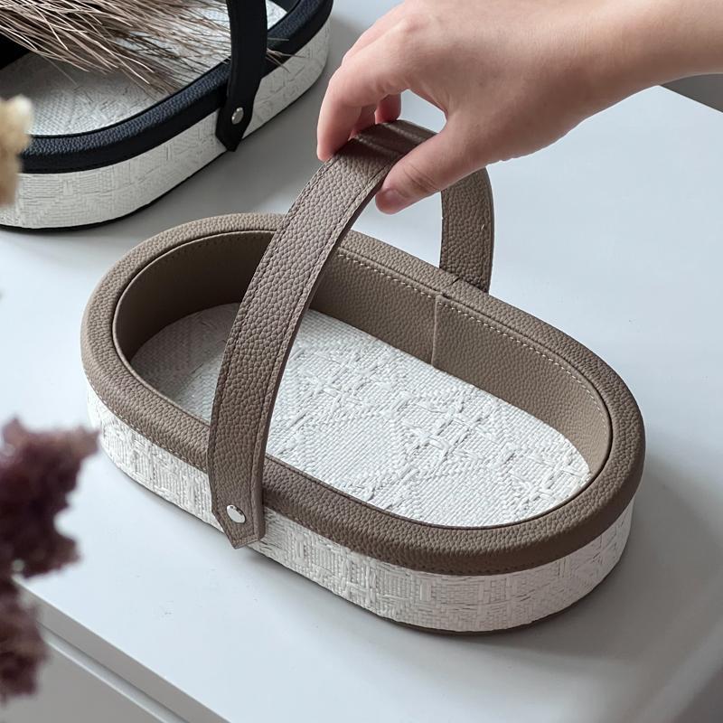 High-grade Sense Light Luxury Leather Tray Table Porch Coffee Table Key Storage Tray Sundry Lipstick Cosmetics Storage Box