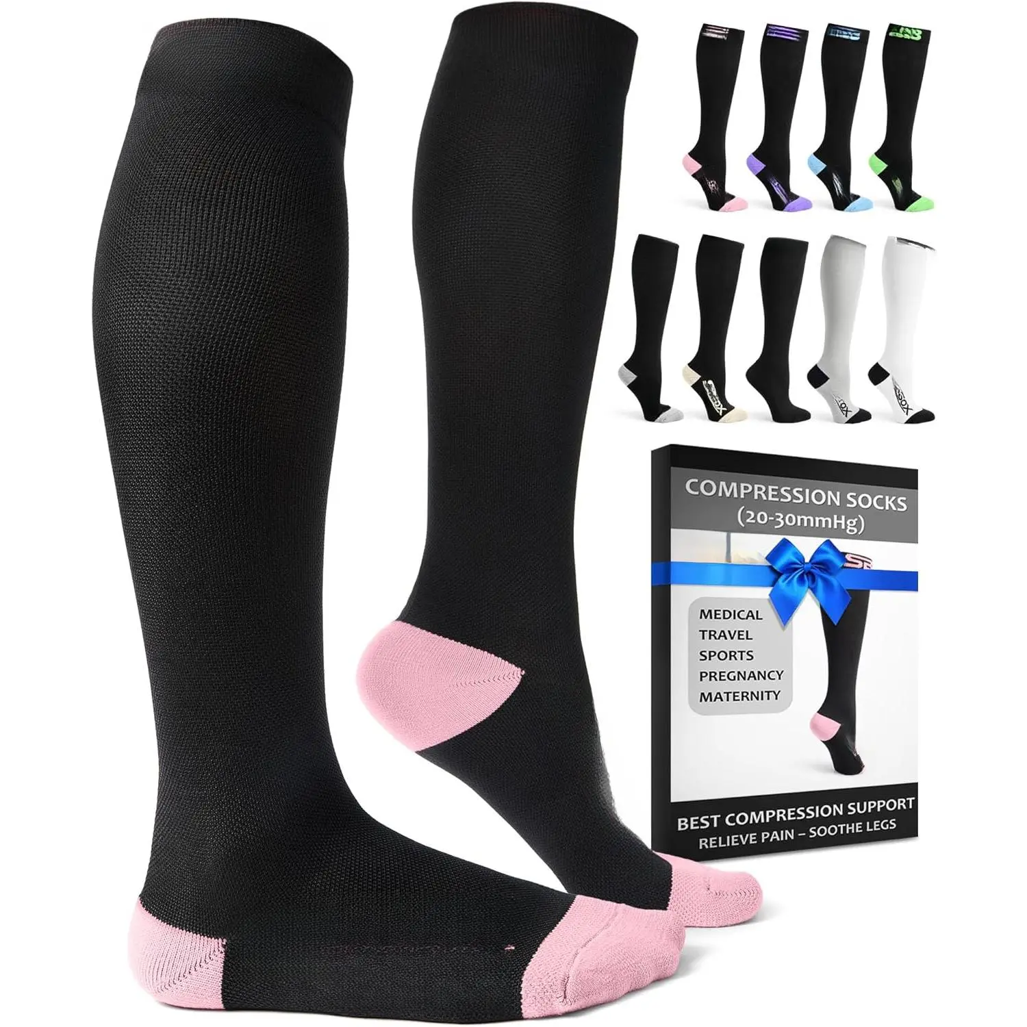 Compression Socks  Men & Women (20-30mmHg) – Best Compression Socks  Travel, Sports, and Daily Wear - XXL Sizes too!