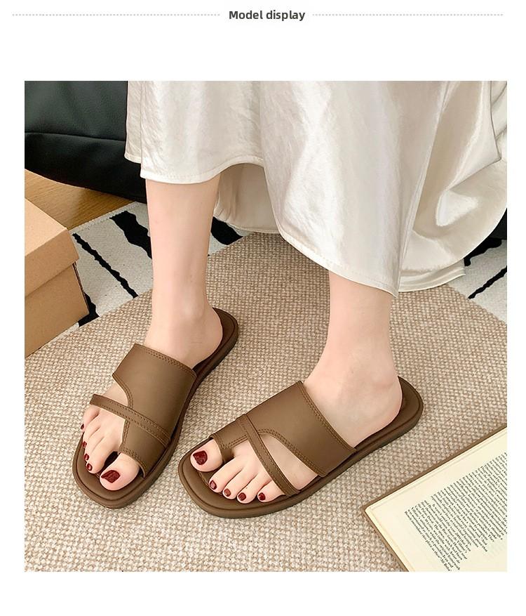 Toe Sandals for Women Summer Fashion Roman Style Simple Retro One-Strap Slippers Home Non-Slip Outdoor Versatile Sandals