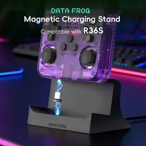 R36S Console Charging Dock Stand Magnetic Type-C Desktop Base 2-in-one function: Serves as both a charging dock and a display stand. Compact and portable, it fits comfortably on desktops/bedside tables, keeping your handheld console organized.
