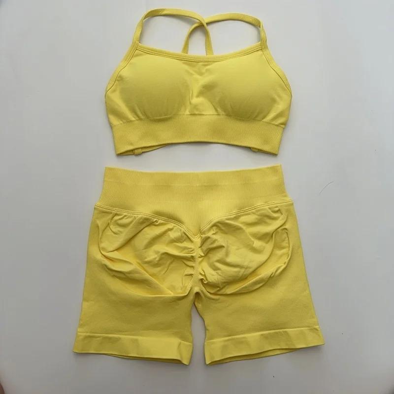 With Logo) DFYFN Yoga Fitness  Women's Seamless Yoga  2-Piece   Backless  Bra Butt-Lifting Shorts Workout Clothes Halter Crop Top Set Tie-Dye Cross Pattern Hoodie sports tracksuits men wrestling suits Men's Velour Patchwork Two-Piece summer thermal track