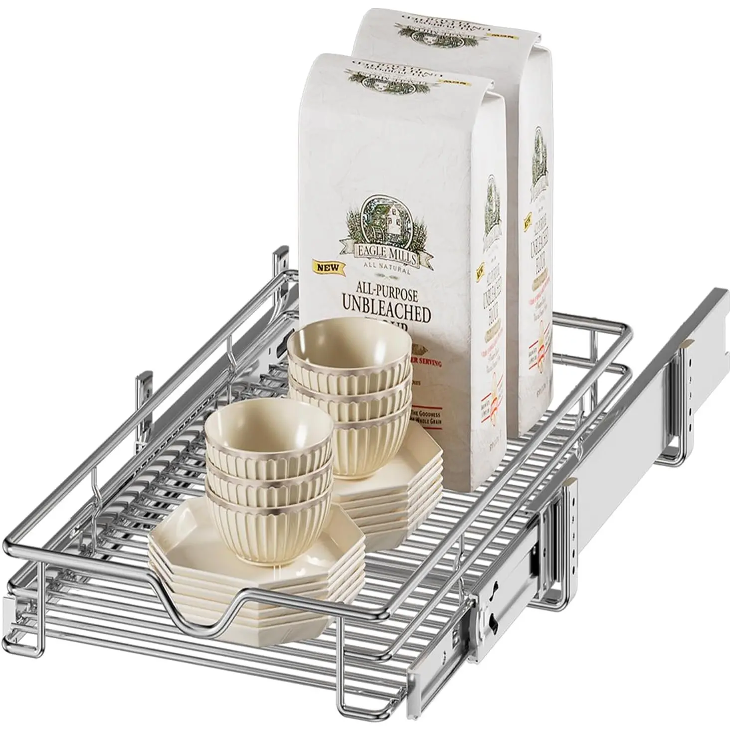 Pull Out Cabinet Organizer (11" W x 18" D), Pull Out Drawers for Kitchen Cabinets, Slide Out Cabinets Shelves,1 Tier Pull Out Cabinet Drawer Organization for Kitchen