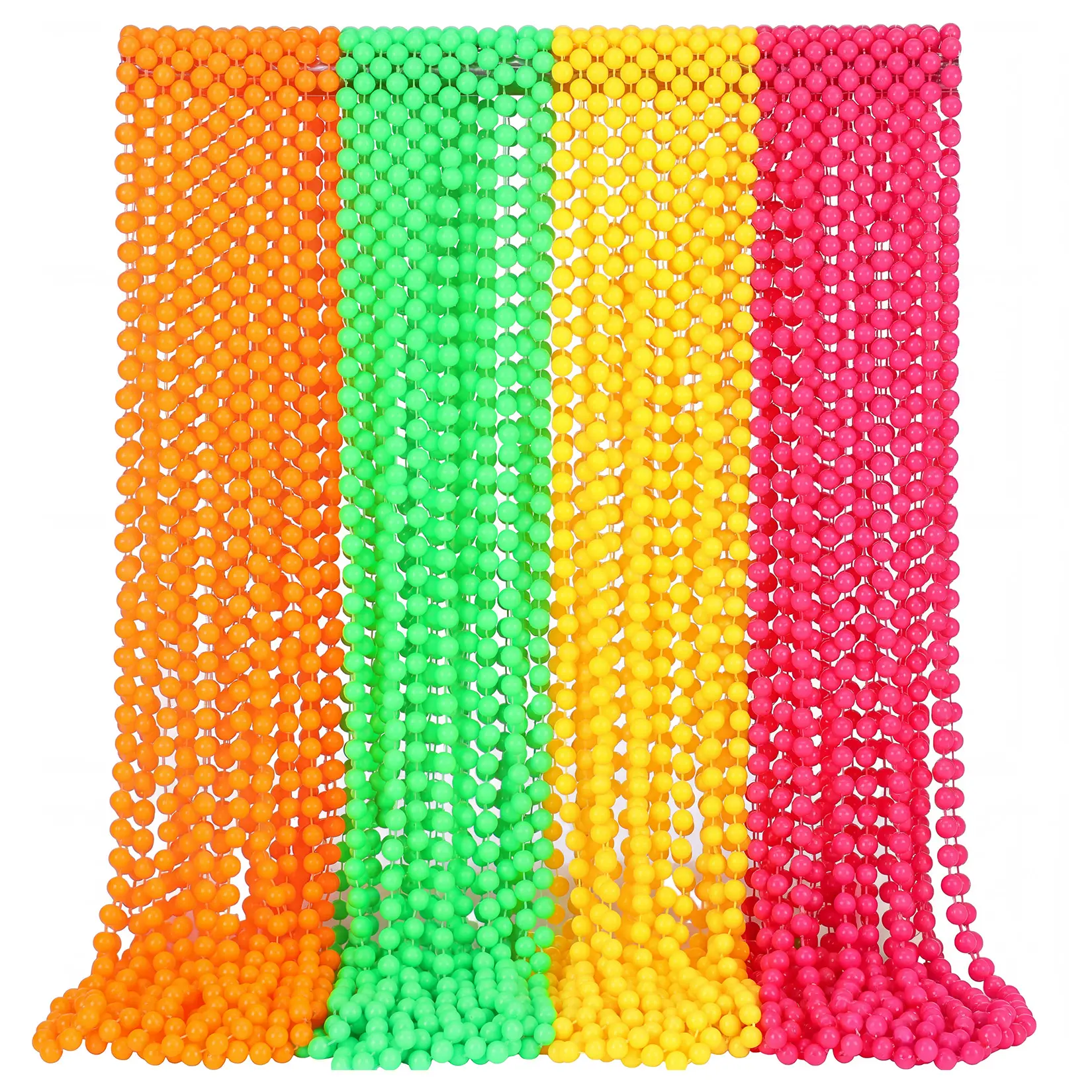 48 Pcs Neon Bead Necklaces Fluorescent Plastic Chain - UV Black Light Party Supplies Neon Glow Necklace Bulk for Theme Birthday Rave Graduation Halloween Party Favors