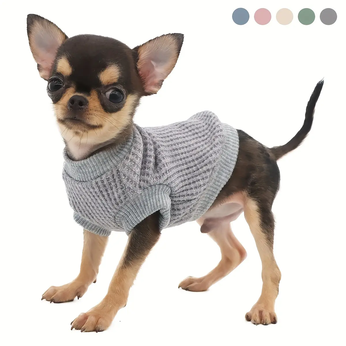 Lightweight 1-Piece Dog Sweaters for Small Breeds - S, M, XXL Sizes, Warmth, Chihuahua & Yorkie Puppies, Sage Color Pet Clothing, Puppy Sweater, Clothes