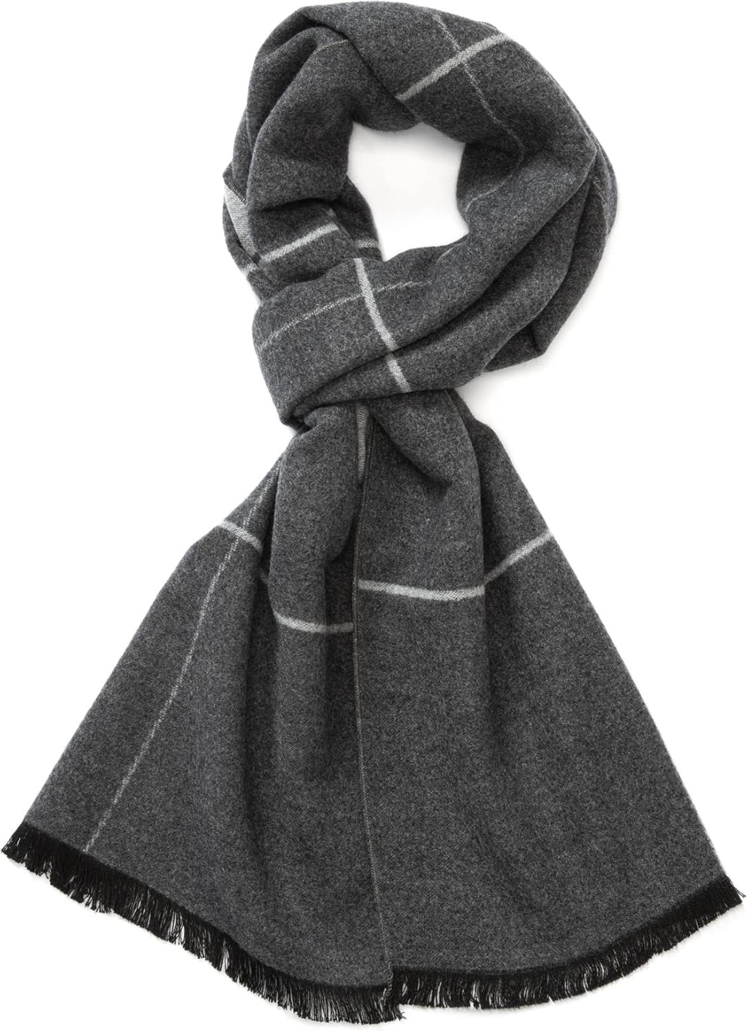Men's Winter Classic Australian Wool Scarf Warm Checked Lightweight Knitted Striped Scarves with Gift Box