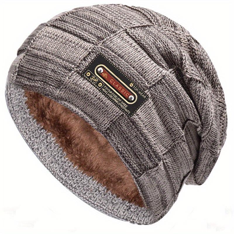 Men's Knitted Wool Hat, Fleece Lined, Winter Warm Outdoor Hat, Textile Blend ≥80%, Handwoven Fabric, Hand Washable