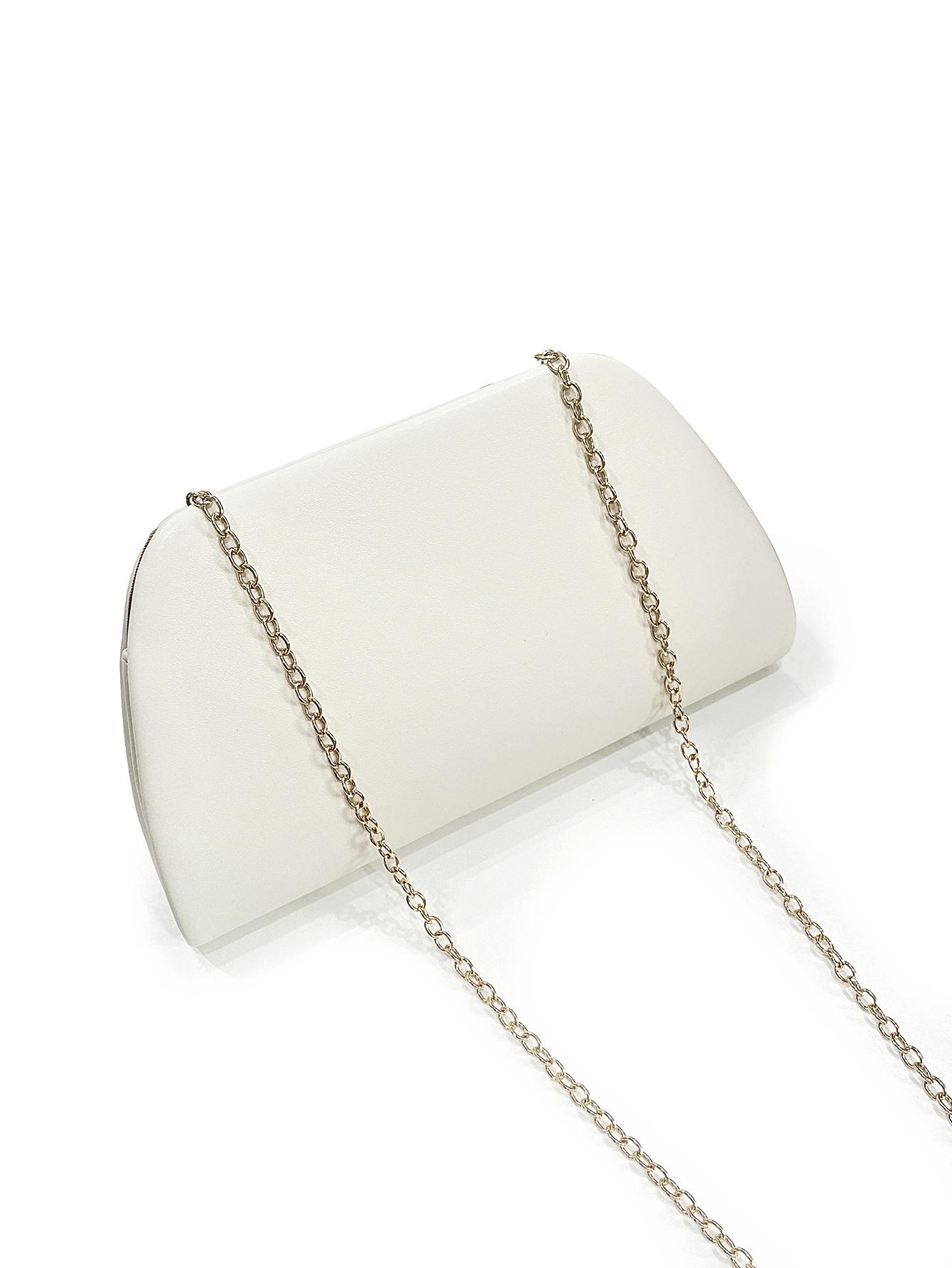 Elegant Women's Evening Clutch Bag, Detachable Shoulder Strap, Smooth Metal Decorations, Magnetic Closure, Perfect for Festivals & Parties, Elegant Stylish Purse