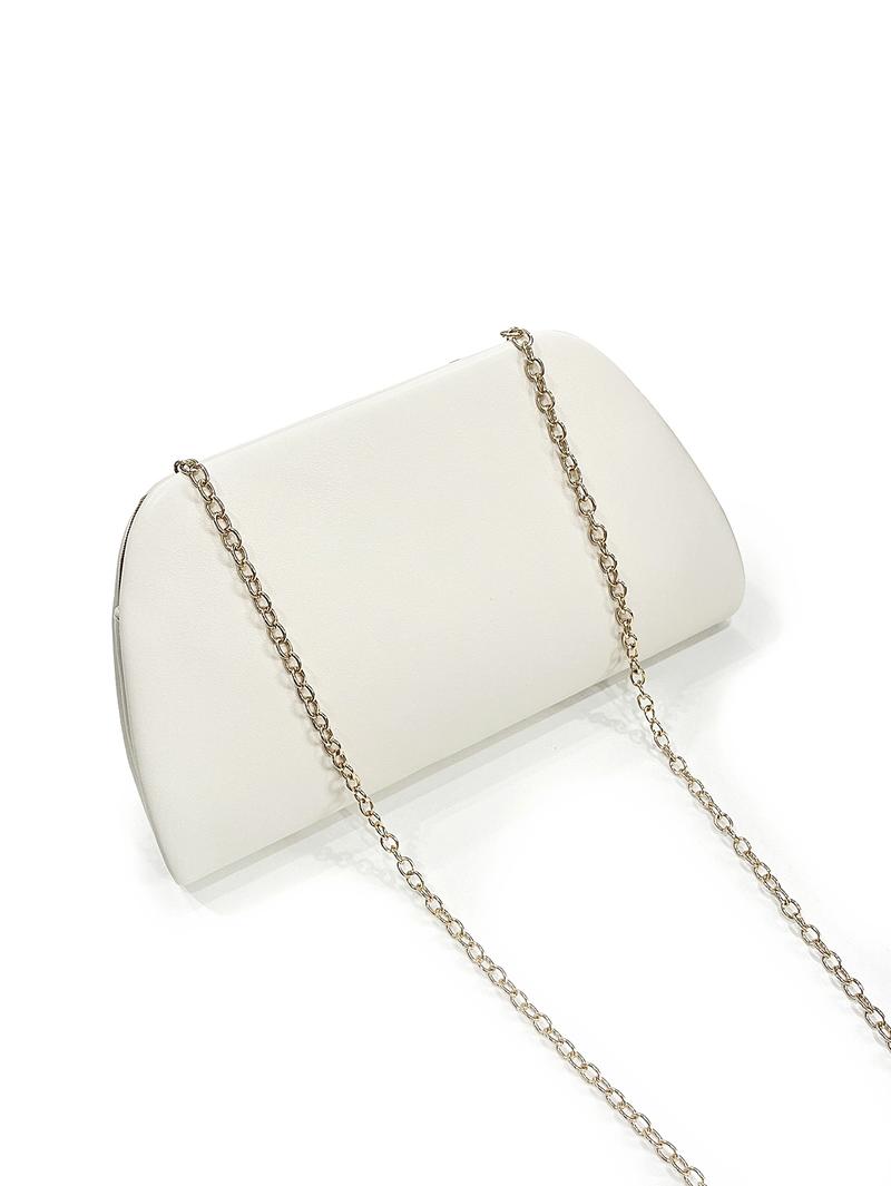 Elegant Women's Evening Clutch Bag, Detachable Shoulder Strap, Smooth Metal Decorations, Magnetic Closure, Perfect for Festivals & Parties, Elegant Stylish Purse