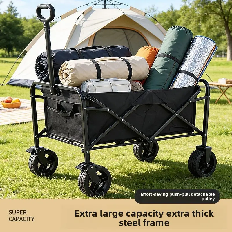 Oversized Foldable Camper Trolley with Effort-Saving Hand-Pull Rod, Ideal for Camping, Picnic Use, Effort-Saving Push-Pull, Extra Large