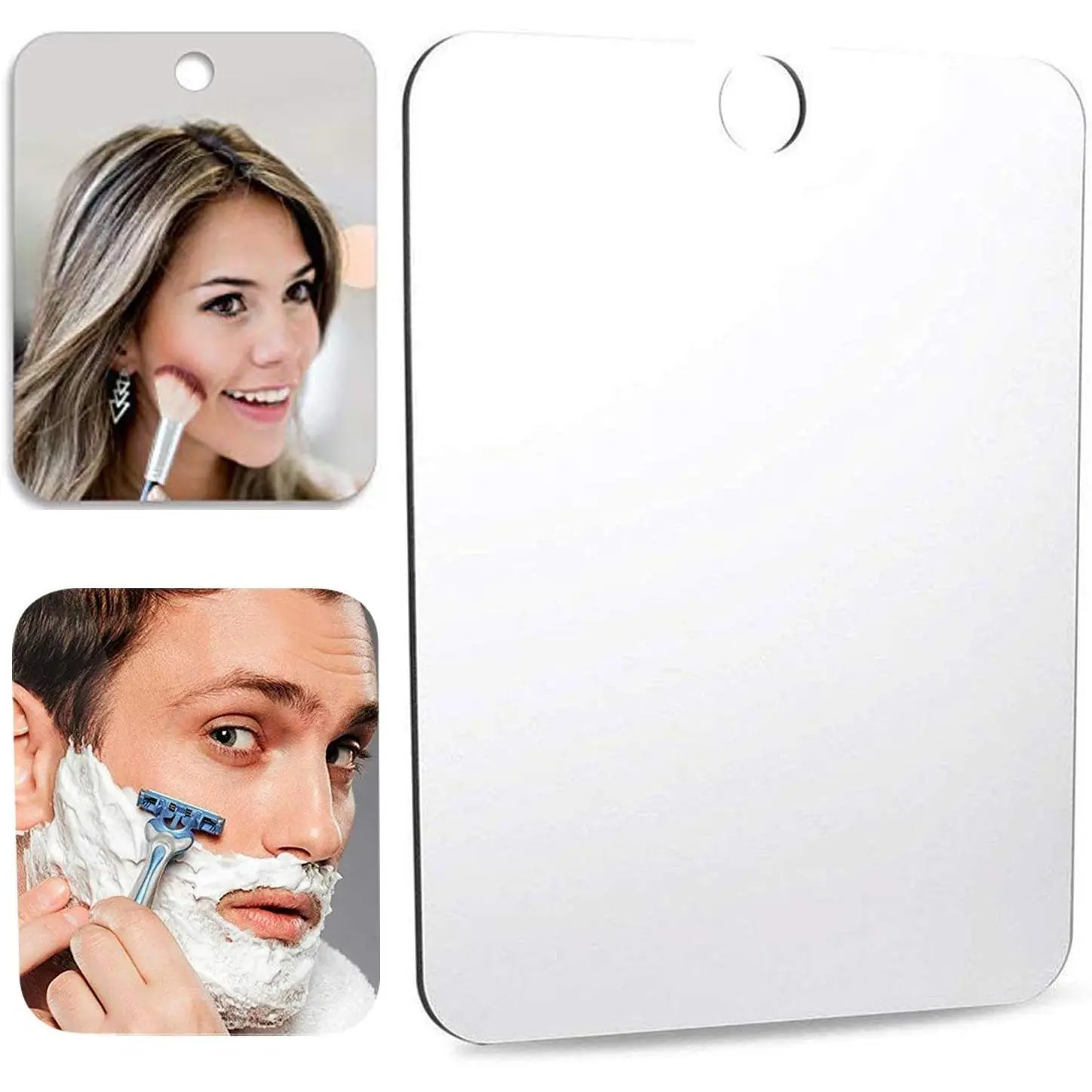 Fogless Shower Mirror (5.9inX3.94in), Includes 1 Adhesive Hooks, Anti-Fog Frameless Wall  Makeup & Shaving Bathroom Accessory (Small) | Anti Fog and Shatterproof Mirror in Bathroom(6 in X 4 in)