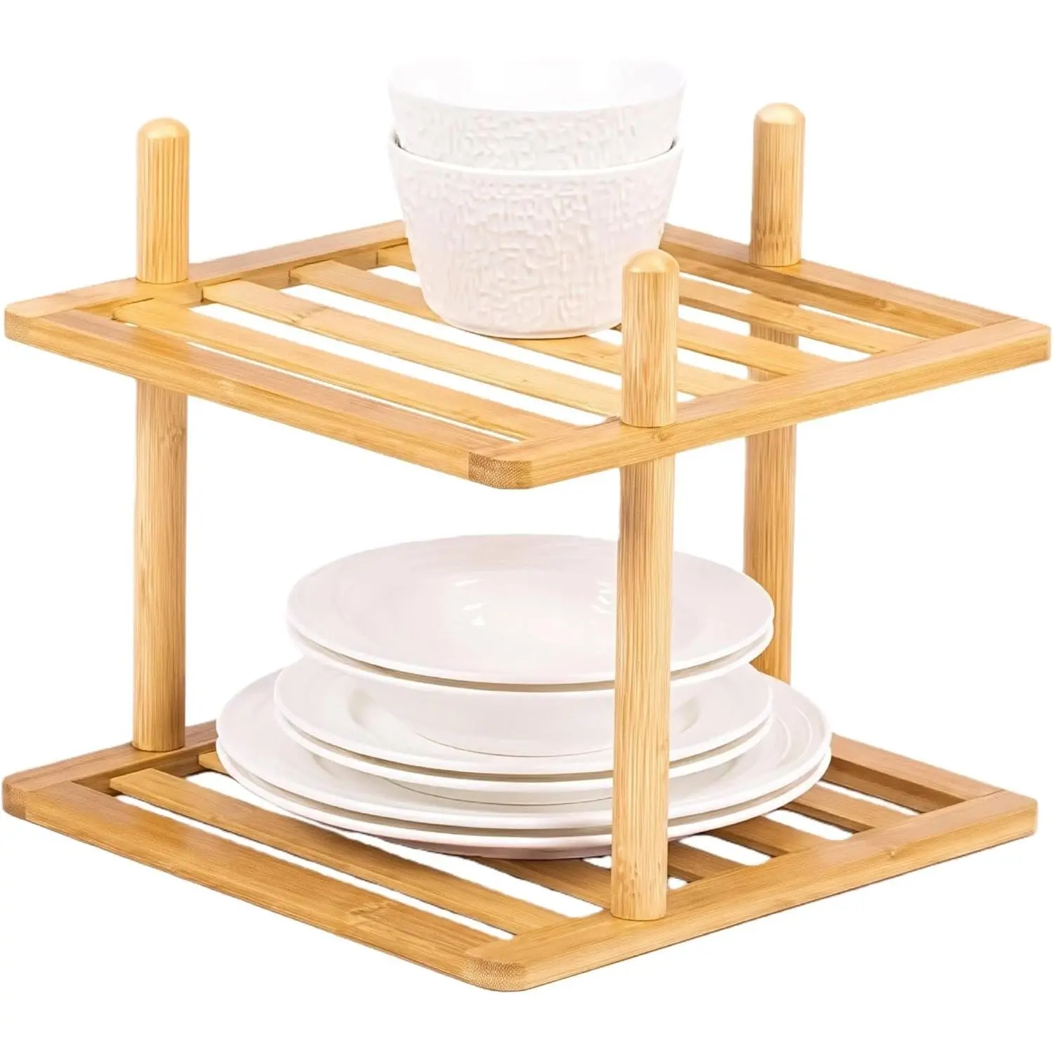 2-Tier  Plate Organizer,Corner Shelf for Kitchen | Pantry Storage,Dish Rack, Rack,Corner Organizer,Kitchen Counter Shelves,Kitchen Storage,Holds Plates