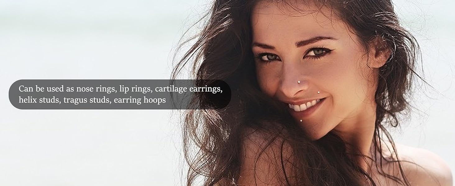 LOYALLOOK 8counts Nose Rings Studs Titanium Nose Rings 20G/18G Corkscrew Nose Ring L Shape Nose Studs Diamond CZ Silver Gold Nose Screw Rings Studs Hypoallergenic Nose Piercing Jewelry 1.5mm 2mm 2.5mm 3mm Gauge Size Trendy Modern Fashion