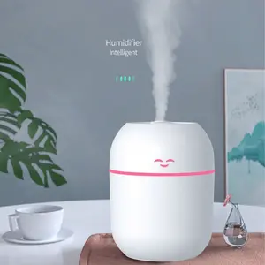 220ML USB Portable Smiley Aroma Humidifier, Silent Desktop Humidifier with Multi-Color Ambient Light, Ideal Gift for Home, Hotel, Bathroom, Car