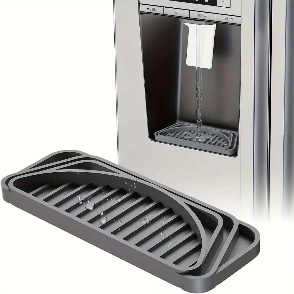 Refrigerator Drip Catcher Tray, 1 Count Water Dispenser Drip Tray, Splash-Proof Ice Protector and Water Dispenser Pan, Fridge Water Spill Pad, Catch Basin for Drainage and Water Splash Guard, Household Items, Splash Pads, Home