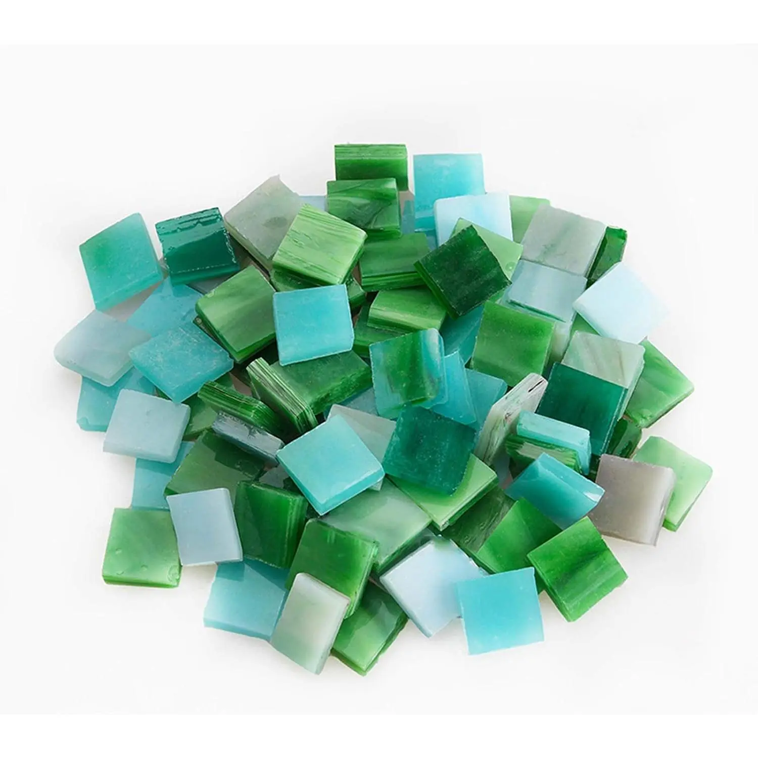Mosaic Tiles 270 count / 200 g Pack of Colored Mica Glass Mosaic Tile Supplies for  Decoration, DIY Crafts, Plates, Picture Frames, Flowerpots - 1x1 cm Square Tiles (Mint)