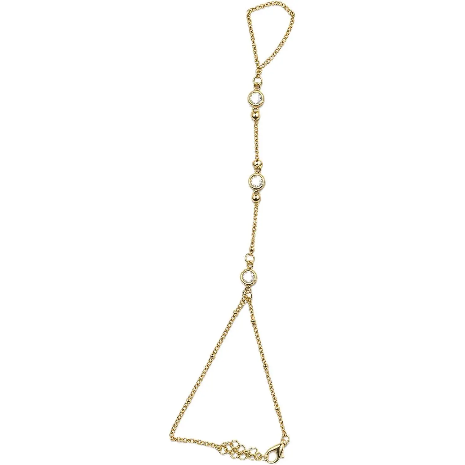 Hand Chain Bracelet for Women – Adjustable  Plated Finger Bracelet Ring Chain with Cubic Zirconia, Dainty Slave Bracelet, Hand Chain, Hand Harness  for Wedding, Festival, Prom,  for Women