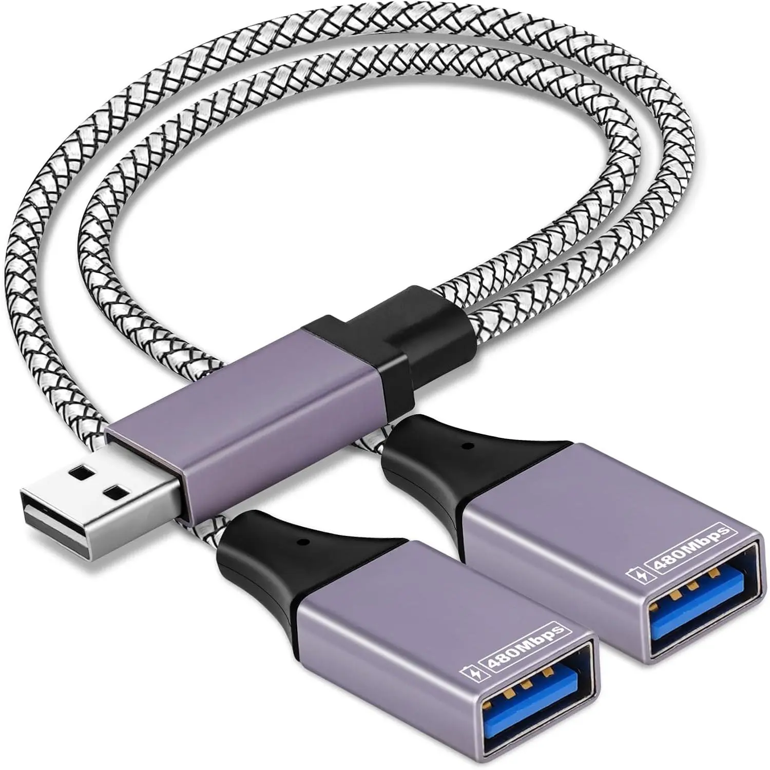 2026 Upgraded,USB Splitter 1 in 2 Out ,Double USB Port Extender Power Split Adapter,Data & Charger Cord Extension Adapter -25 CM (Data and for  but Wouldn't Work for