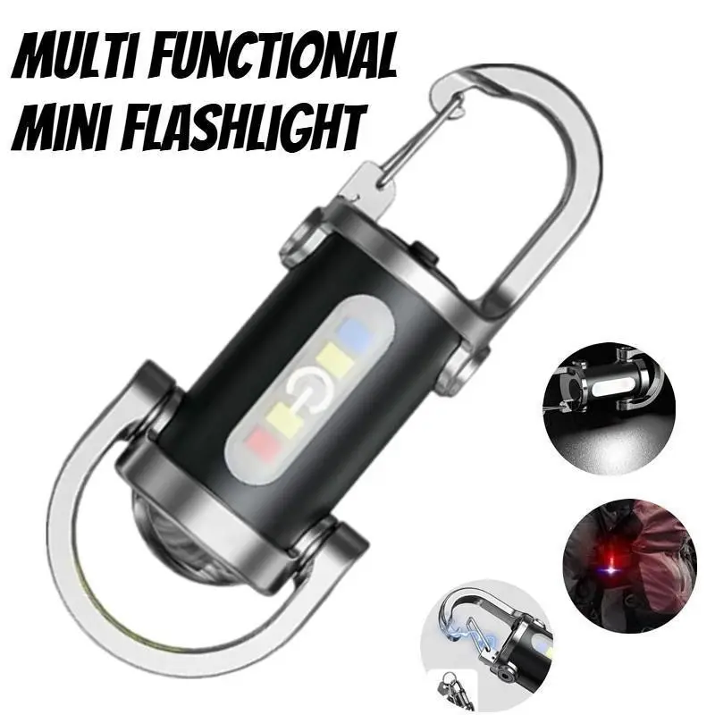 Multifunctional Keychain Flashlight, Portable Waterproof Car Keychain Light, COB Side Lamp, Rechargeable with 6 Lighting Modes