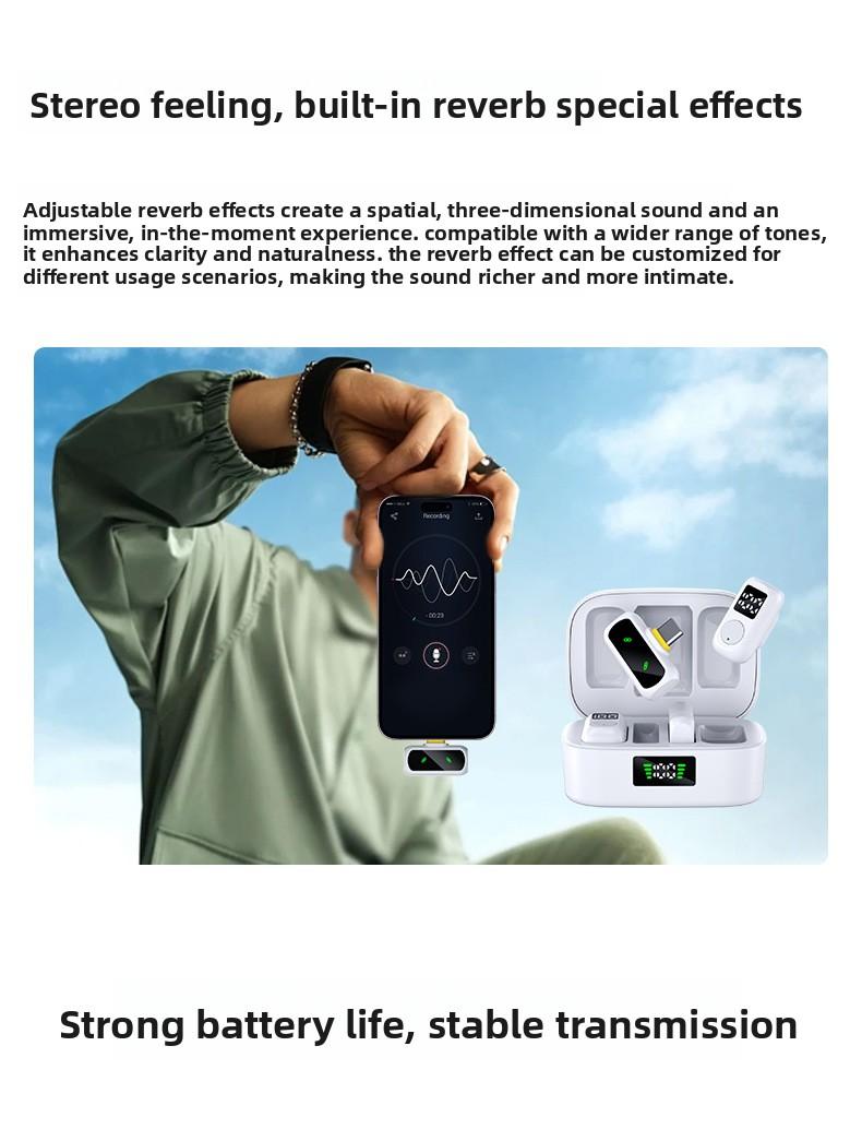 QY88 lavalier microphone, dual output, digital display, new model for mobile live streaming, noise-canceling reverb microphone