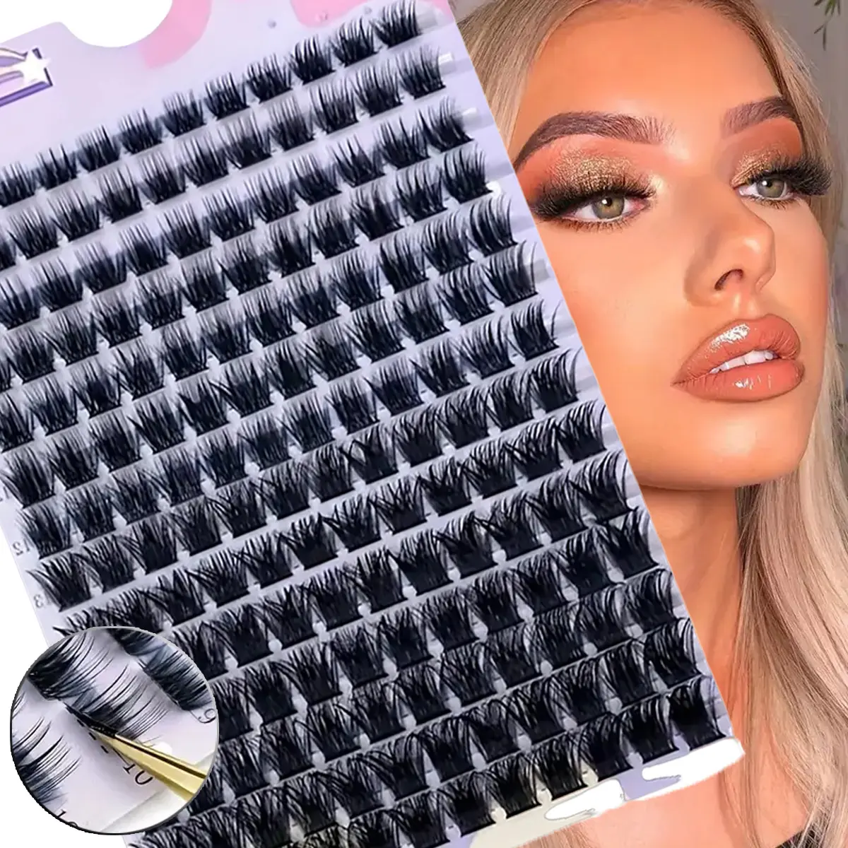Spiky Anime Cluster Lashes, Manga Style Individual Lash Extensions, Wispy Doll Eye DIY Lash Clusters, 10-16mm Mixed Length Invisible Clear Band