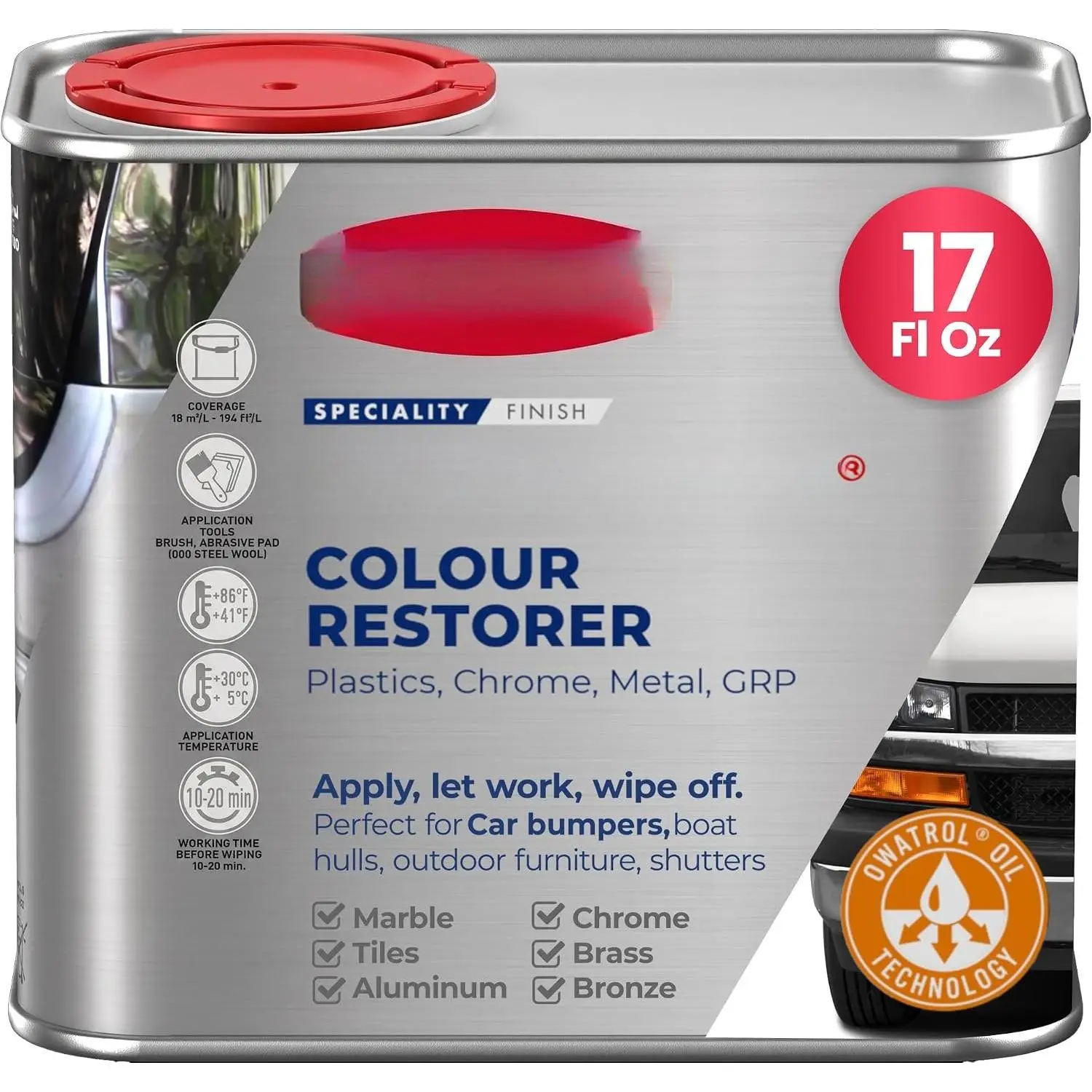 Polytrol Plastic Restorer for , Oil, Color Restorer, 17 Oz | Restores Faded Plastics & Surfaces,  Bumpers, Chrome & Metal, Penetrating Oil for Deep Restoration & Long-Lasting Finish