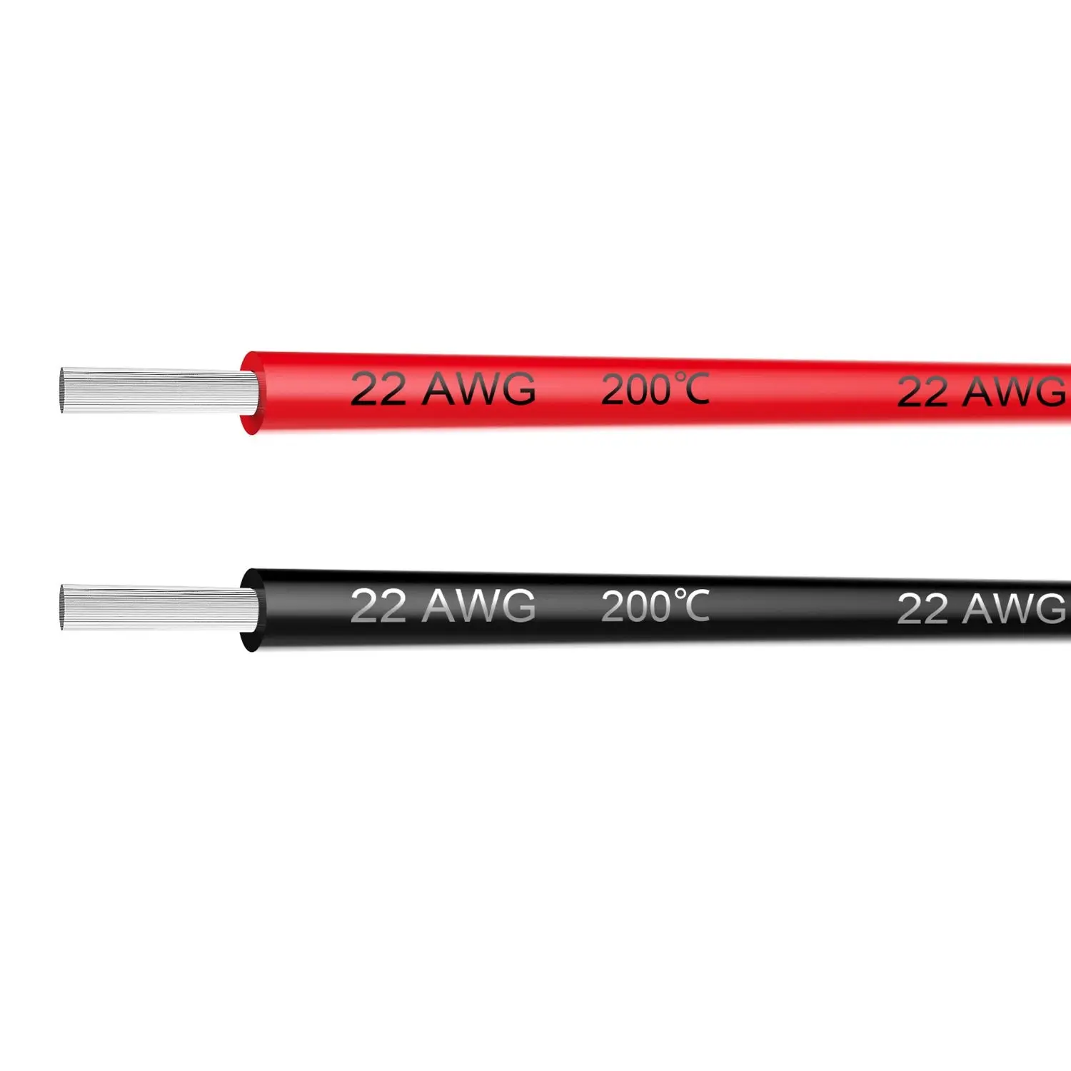 22 AWG Silicone Electrical Wire Cable 2 Colors Tinned Copper 10ft Each | 22 Gauge High Purity Oxygen-Free Copper Strands, Ultra Flexible Soft, Super Low Impedance, High Temperature Resistant