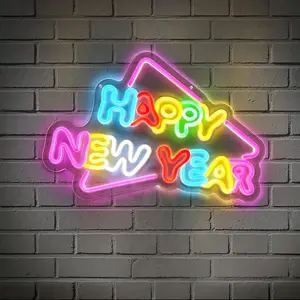Happy New Year LED Colorful Letter Decorative Lights USB Powered Suitable for New Year Parties, Family Gatherings, Holiday Stores, Bars and Restaurants, Bedrooms and Living Rooms, New Year's Eve Events, Holiday Atmosphere, New Year Gifts Neon Lights