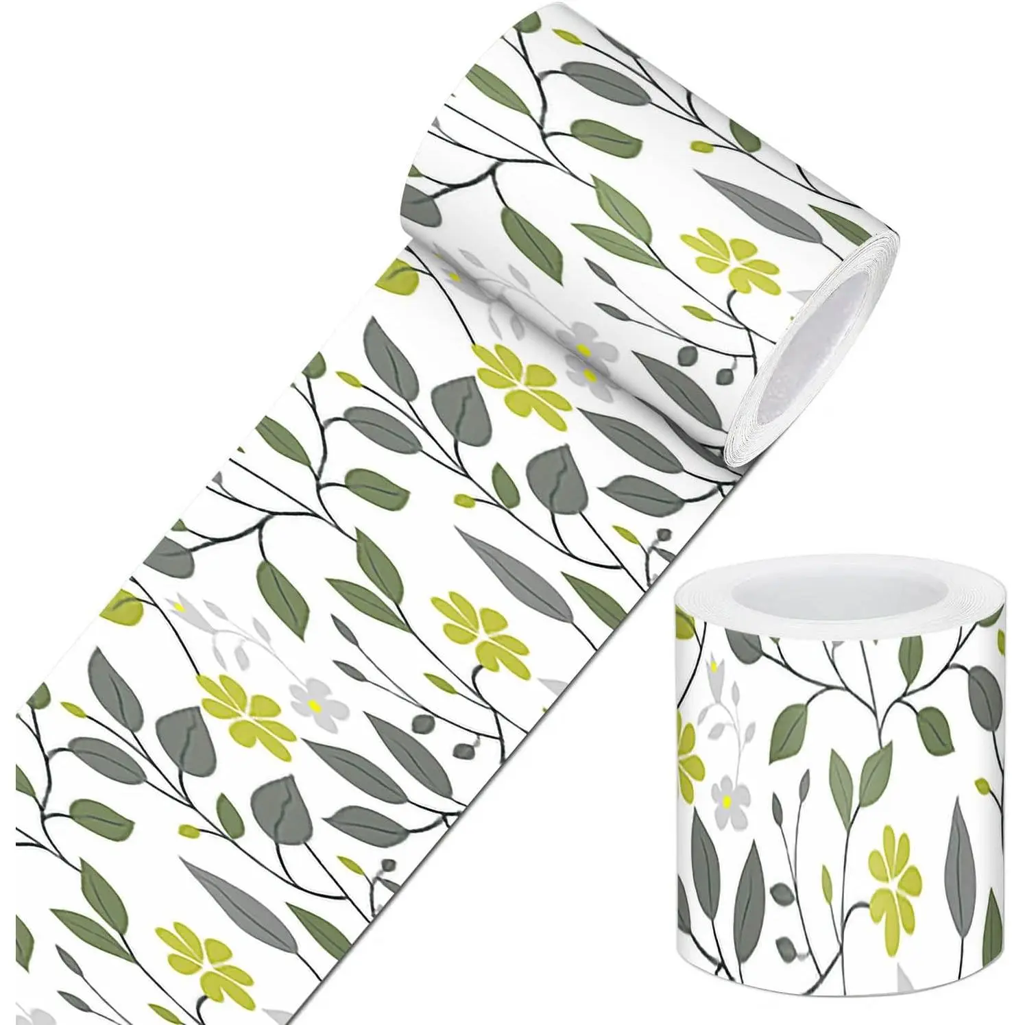 Peel and Stick Wallpaper Border Green Leaf Floral Vine Decorative Self Adhesive Wall Trim for Walls Mirror Frame Bedroom Kitchen Living Room 4x196 Inch Removable No Residue