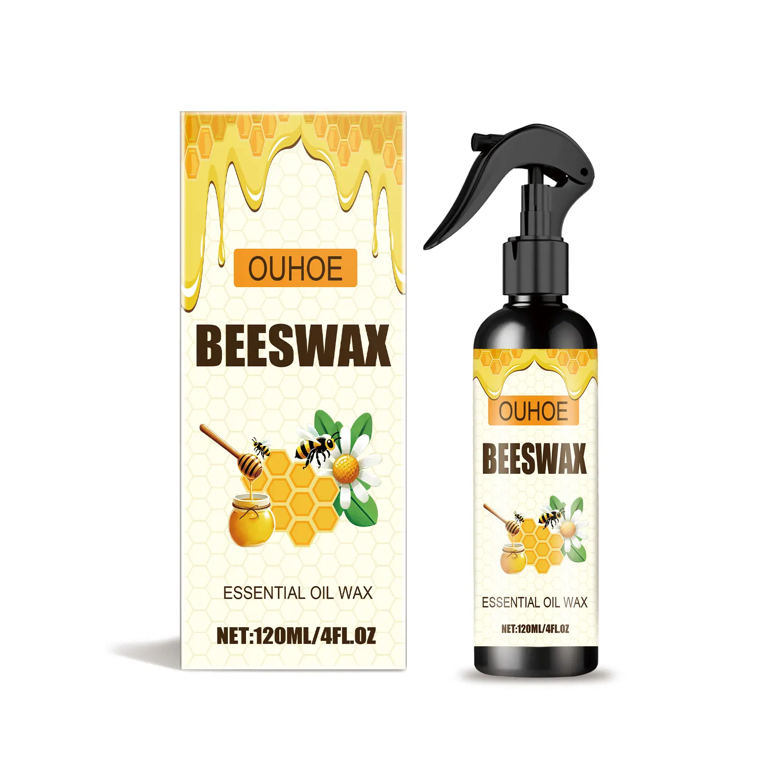 Household Wood Furniture Beeswax Blend Spray, Floor Care Solution with Polishing, Waterproof, Anti-Cracking, Anti-Scratch & Refurbishing Benefits, Spray & Buff for Surface Shine
