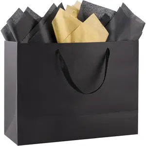 3 Pack Extra Large Black Party Gift Bags with Handles - 16x6x12 in, Includes 9 Tissue Papers, for Men's Birthday, Wedding, Holidays (Home & Festive Supplies)