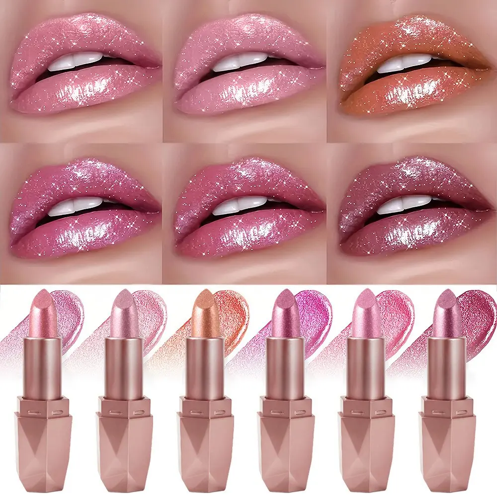 SAM SUGAR Diamond Pearlescent Sparkly Lipstick, hydrating, silky and non-drying, conceals lip lines, plumps lips, long-lasting and not easy to transfer, suitable for all kinds of parties