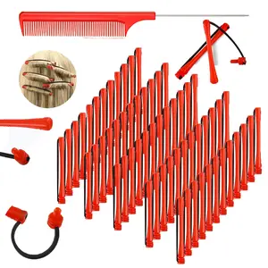 60Pcs Plastic Cold Wave Perm Rods Hair Curling Rollers with Steel Rat Tail Pintail Comb, Heatless Small Perm Curlers for Short & Long Hair DIY Home Hair Styling Supplies for Women