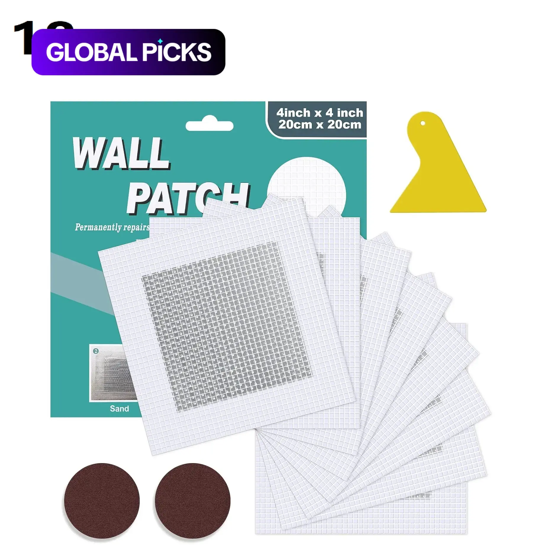 Wall Repair Patch Kit, 18-Piece Wall Repair Patch Set with Scraper, Drywall Patches for Large Holes and Cracks, Perfect for Home Interior Wall Repair #GLOBAL PICKS