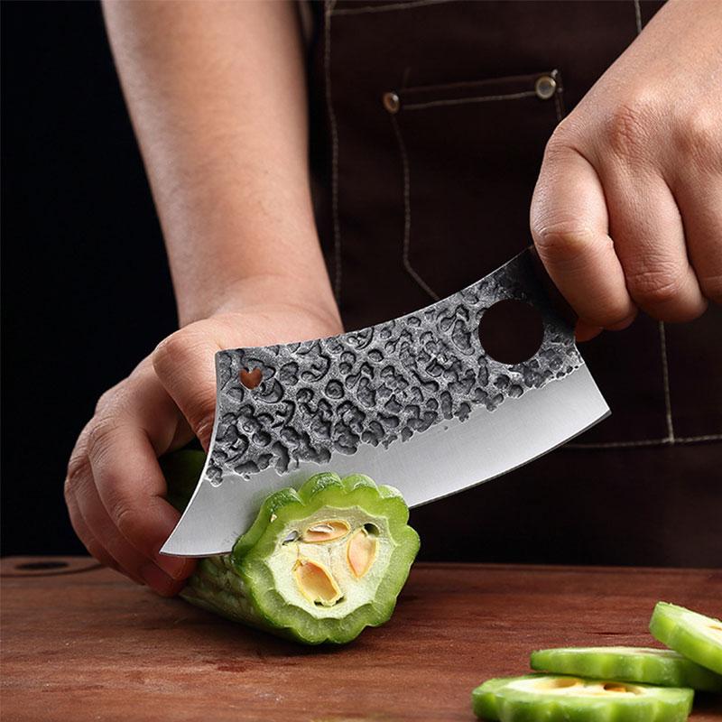 Premium Stainless Steel Forging Meat Cleaver and Bone Knife, Wooden Handle, Ideal for Home Cooking, Camping, BBQ, Festival Use, Stainless Steel Knives