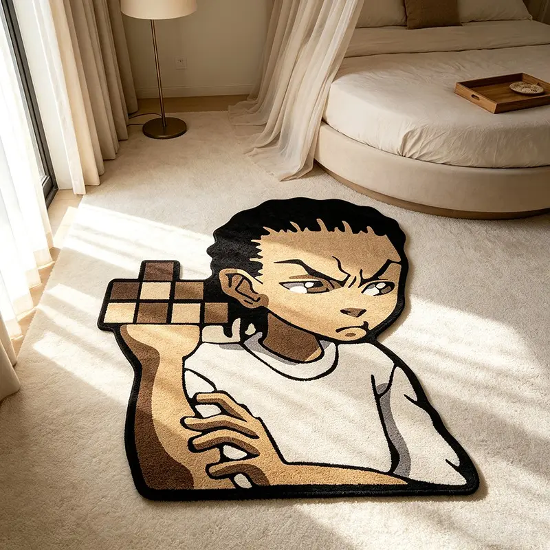 American Retro Cool Boy Shape Rug, Creative Irregular Living Room Bedroom Bedside Carpet, Indoor Decor Mat for Hallway Bathroom Balcony, Indoor Area Rugs