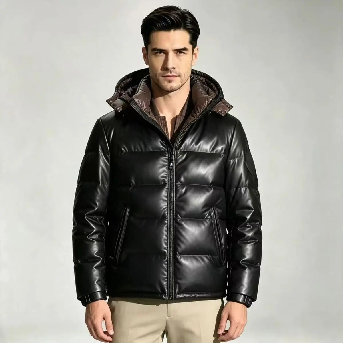 Shiny Parkas Hombre Buffer Bubble Thick Jackets Casual Men Fashion Shiny Stand Up Waterproof Male Parkas Quilted Padded Coat