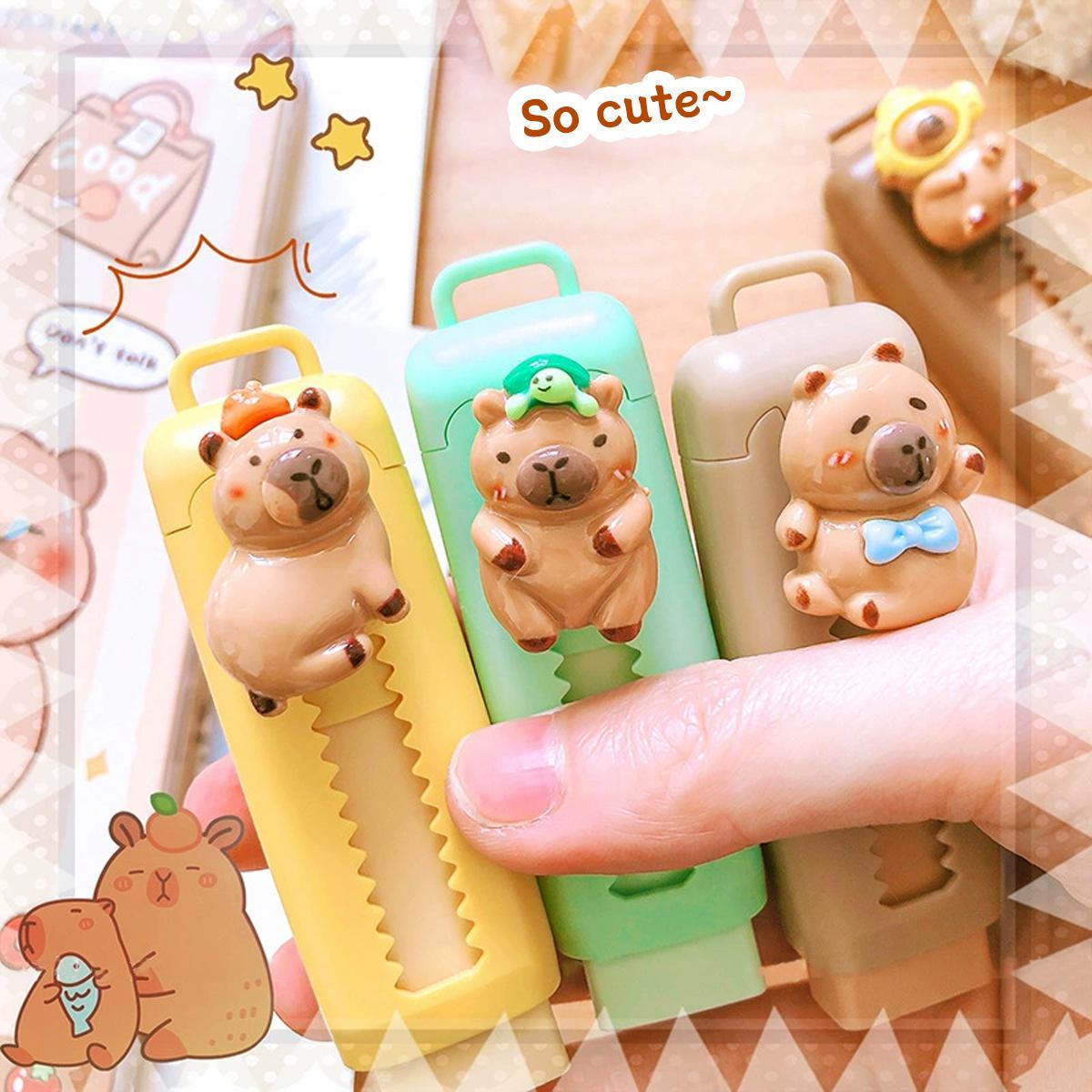 Cartoon Design Push & Pull Eraser, 1 Set Cute Students Pencil Erasers, Creative Cartoon Eraser for Students, Stationery Supplies, Office School Supplies