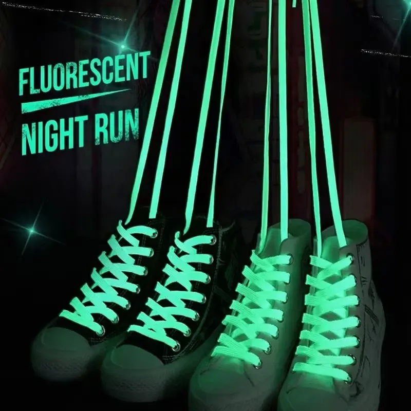 4-Pack Glow-In-The-Dark Laces, Thick Nylon, Non-Slip, Night Visibility, Fashionable, Safe, Ideal for Parties, Dancing, Skating, Shoelace