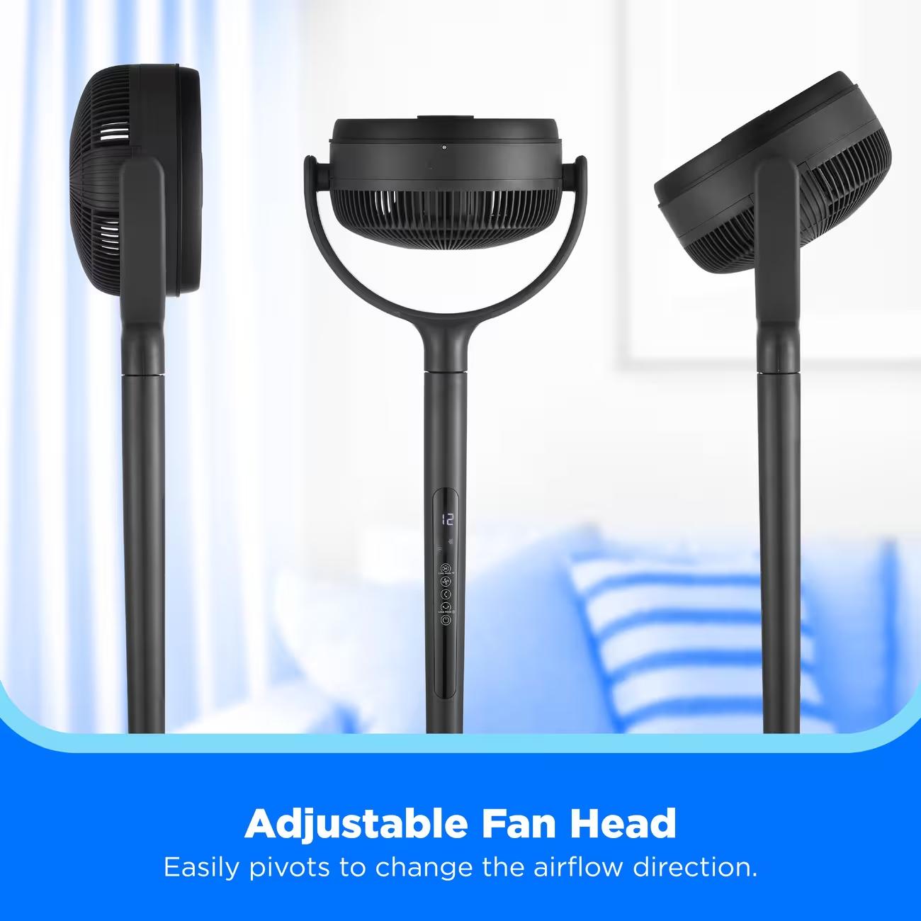 Midea MSFS07RW6GB Smart Stand Air Circulator Fan with 12 Speed Settings & 4 Fan Modes Remote Control via SmartHome App for Customized Home Comfort