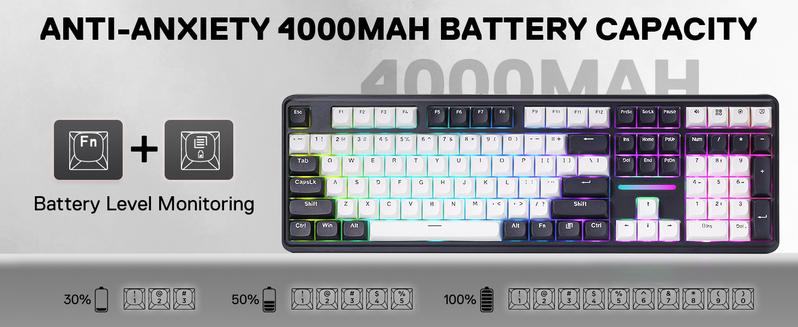 Redragon K745 PRO Wireless Gasket RGB Gaming Keyboard, 108 Keys Mechanical Keyboard w/Extra 4 Hotkeys, Hot-Swap South-Facing LED Socket, 5-Layer Noise Dampening, Round PBT Keycaps, Mint Mambo Switch, Abyssal Blue Redragon K745 PRO Wireless Gasket RGB Gaming Keyboard, 108 Keys Mechanical Keyboard w/Extra 4 Hotkeys, Hot-Swap South-Facing LED Socket, 5-Layer Noise Dampening, Round PBT Keycaps, Mint Mambo Switch, Abyssal Blue