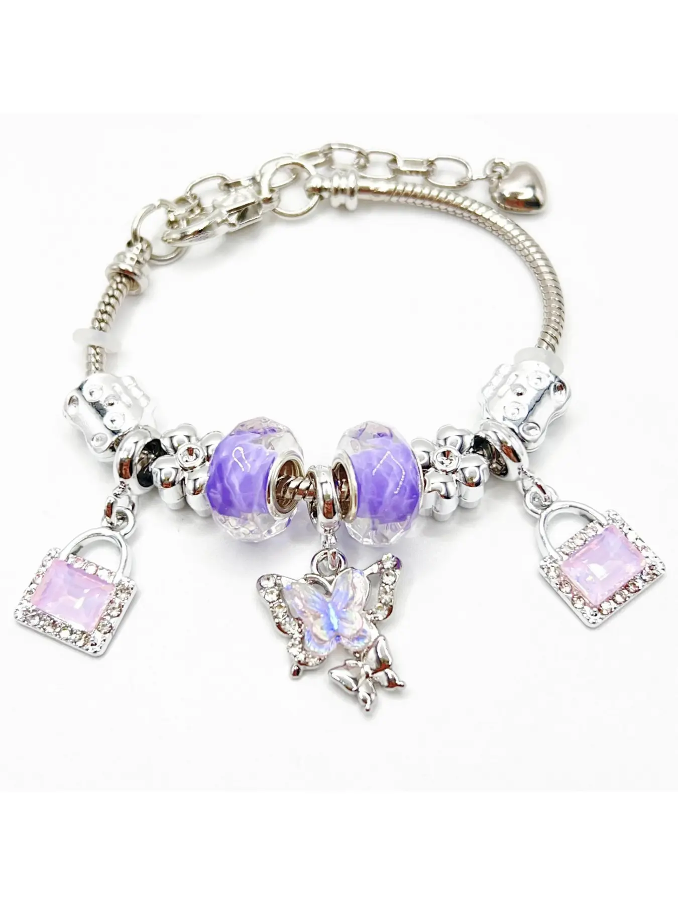 New Fashionable Purple Tulip Square Pendant Bracelet, Floral Design, Elegant and Flattering, Adjustable Bracelet for Girls, Gift