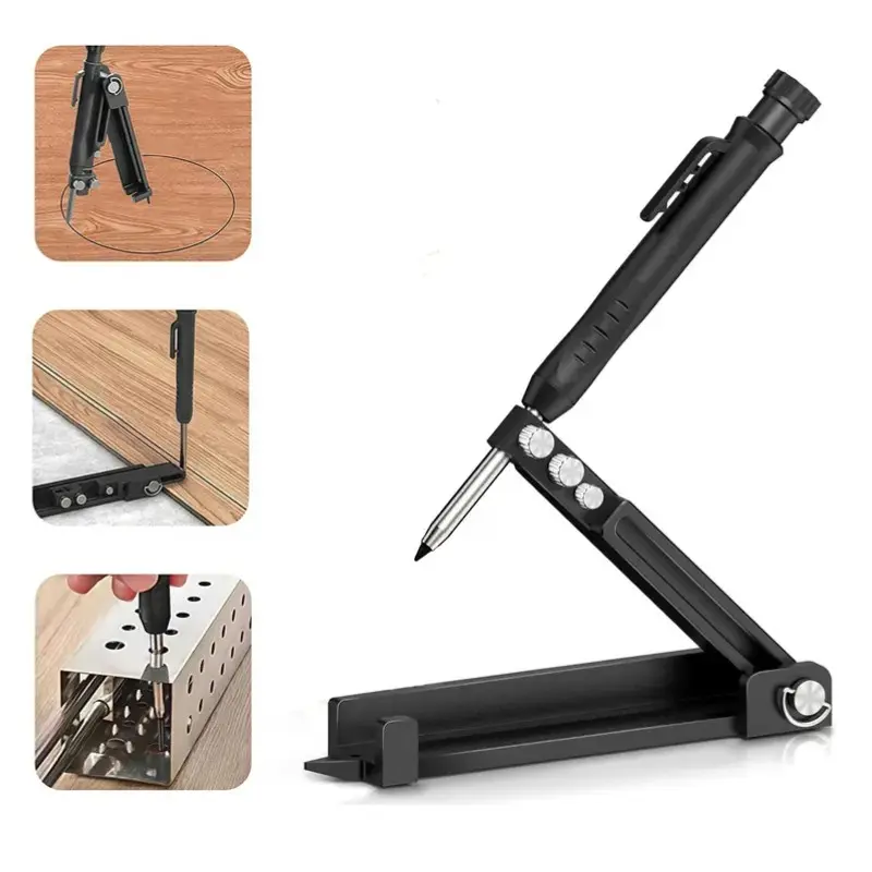 Multi-function Scribing Tool - Upgraded Construction Pencil for DIY Woodworking, Aluminum Alloy Scribe Tool with Deep Hole Pencil, Scriber Line Maker Measuring Tool, Carpentry Tools