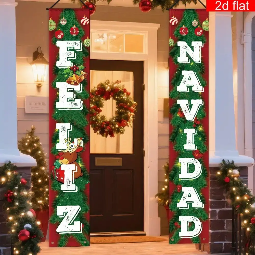 Christmas Theme Banner Set, Includes Snowman, Nutcracker, Elves, Reindeer, Poinsettia, Santa Claus, Winter Elements, No Power Required