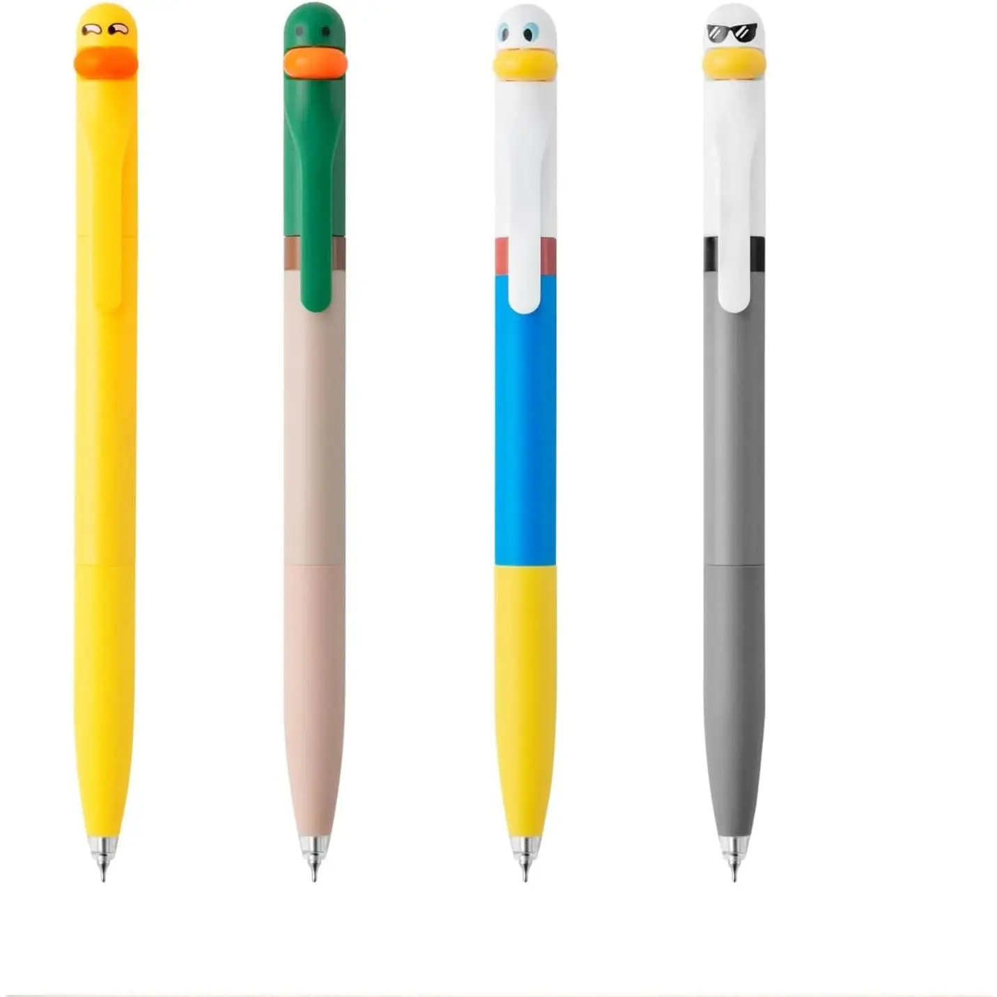 (4 pcs) Duck Pens - Tiny Ducks Stress Relief Pen Cute Retractable Gel Pen 0.5mm Black Ink Writing Pen, Office & School Use for Colleague,Students,Teachers, and Duck Enthusiasts