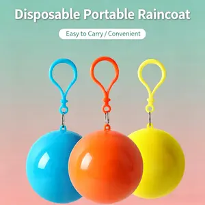 10-Pack Portable Disposable Raincoats, Compressible Ball-Shaped Pockets, Outdoor Travel Gear for Men and Women, Hanging Rain Poncho