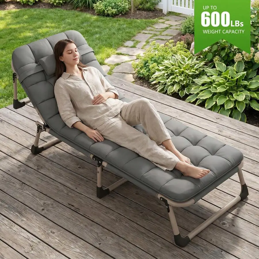 Folding Bed With Cushion - Lightweight And Portable Single Size, With Sturdy Metal Frame, Ergonomic, Suitable For Outdoor Sports, Summer Exploration, Beach, Picnic - Durable Foldable Design, Camping Accessories, Comfortable Fabric