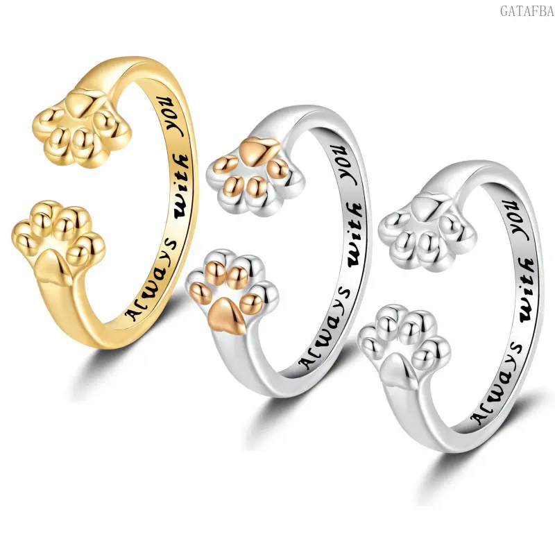 Adjustable Open Cat Paw Ring Minimalist Unisex Band Jewelry For Daily Party Matching Gift