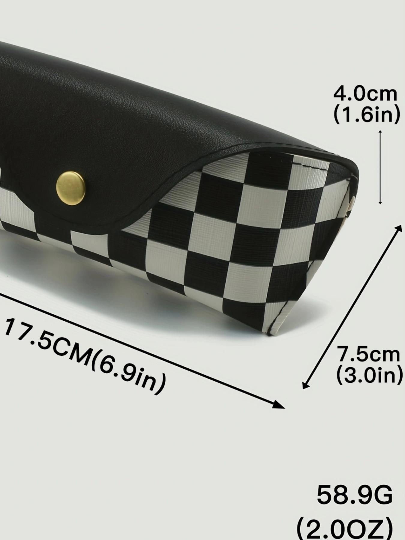 Simple U-shaped Checkered Pattern Glasses Case, Basic Pu Leather Eyeglasses Storage Bag for Women & Men, Anti-pressure Lining Soft Bag for Sunglasses, Portable Sunglasses Organizer