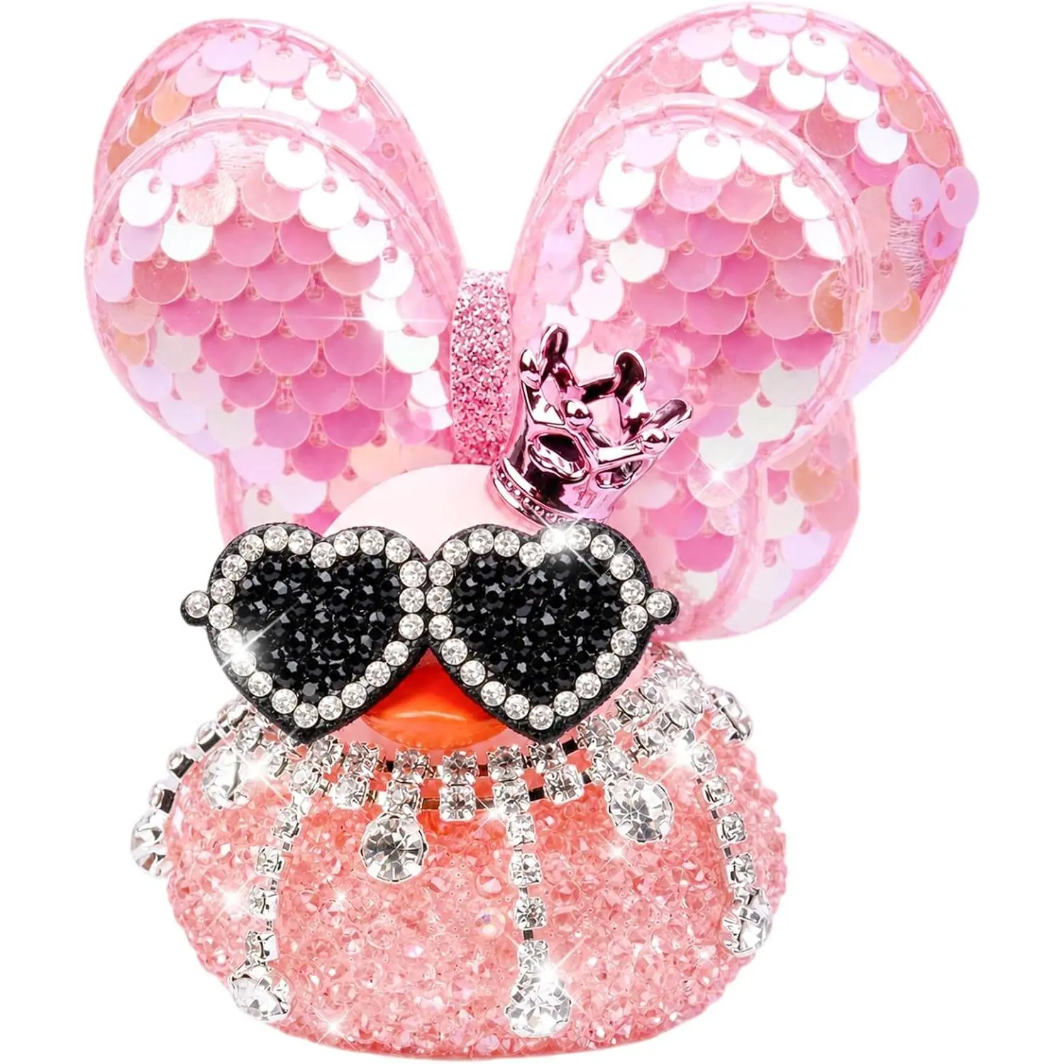 Rubber Duck  Ornaments, Cute Sparkly Rhinestone Rubber  Duck Dashboard Decorations with Shining  and Necklace for   Office Desk