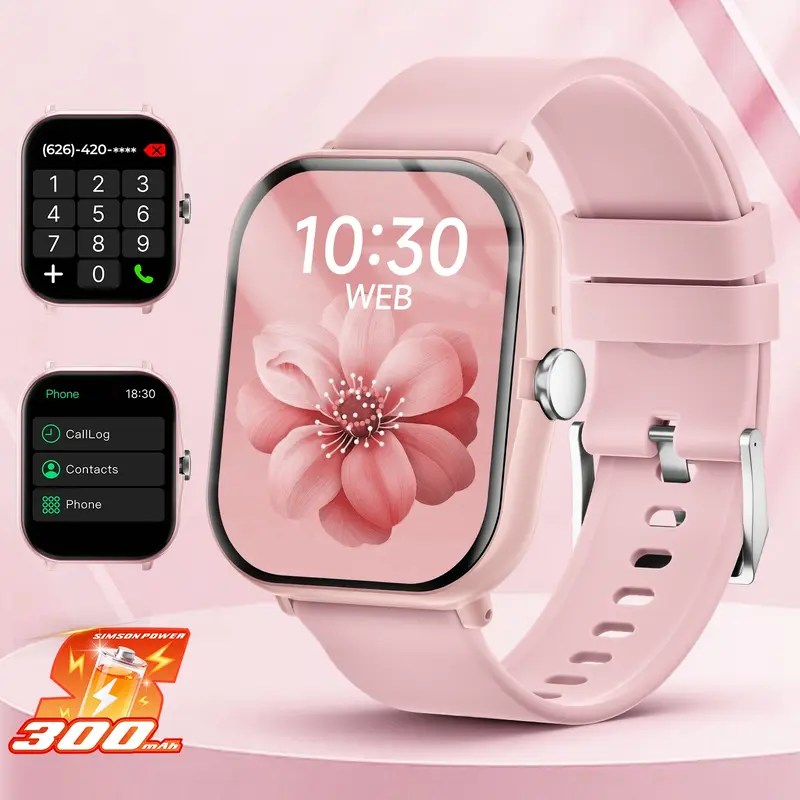 1.83-Inch Digital Smartwatch with Wireless Calling, 300mAh Battery, Multi Sports Modes, Pedometer & Fitness Tracker, App Notifications, Compatible with iPhone & Android, Gift for Women & Men